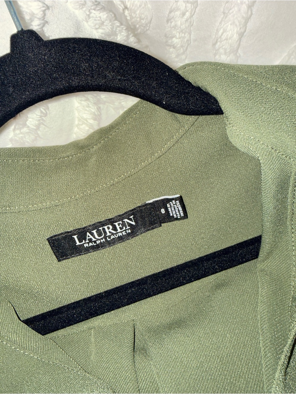 Lauren Ralph Lauren Surplice Georgette Olive Green Wrap Midi Dress - Elegant - Picture 3 of 14